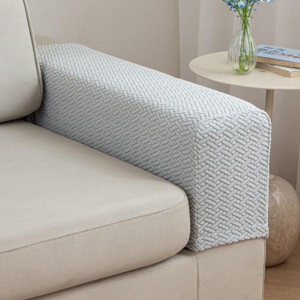 Textured Light Gray Sofa Armrest Covers (Medium Size, Set Of 2)