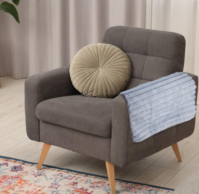 Light Blue, Non-Slip, Plush Sofa Armrest Covers (Set Of 2)