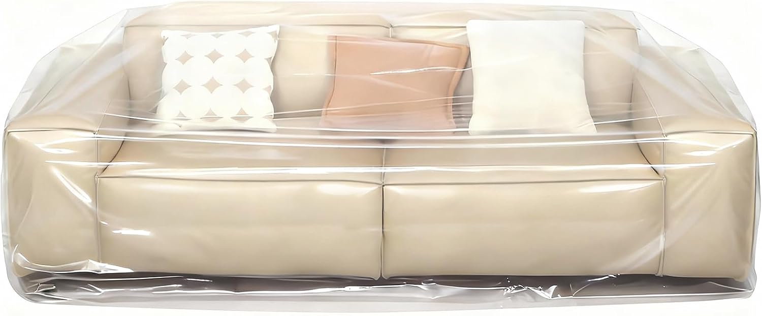 Extra-Thick Transparent Plastic Sofa Cover, Dust Protection