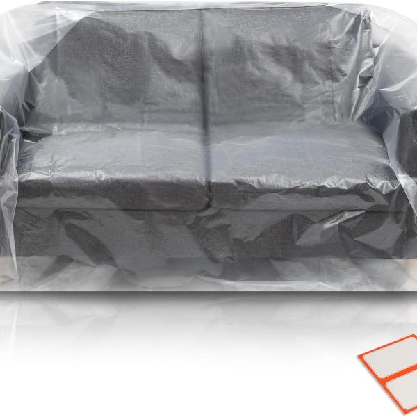 Plastic Furniture Cover For Moving And Storage (Loveseat/Two-Seater Size)