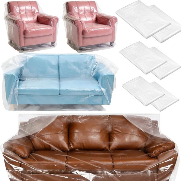 6-Piece Transparent Plastic Sofa Cover Set For Moving