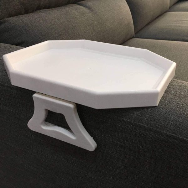 Clip-On Sofa Armrest Tray, White