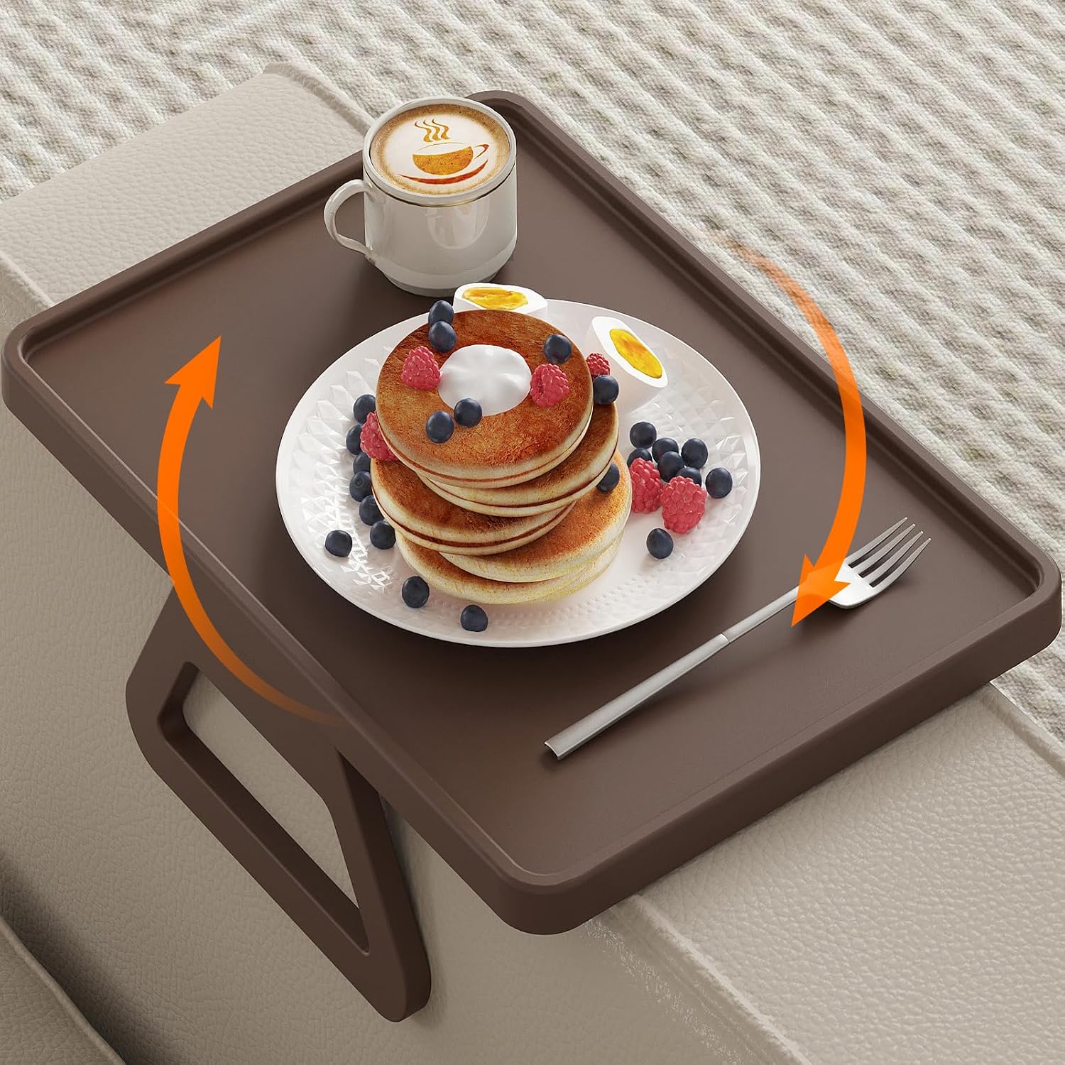 Adjustable Sofa Armrest Tray, Rotating Plastic Storage Platform