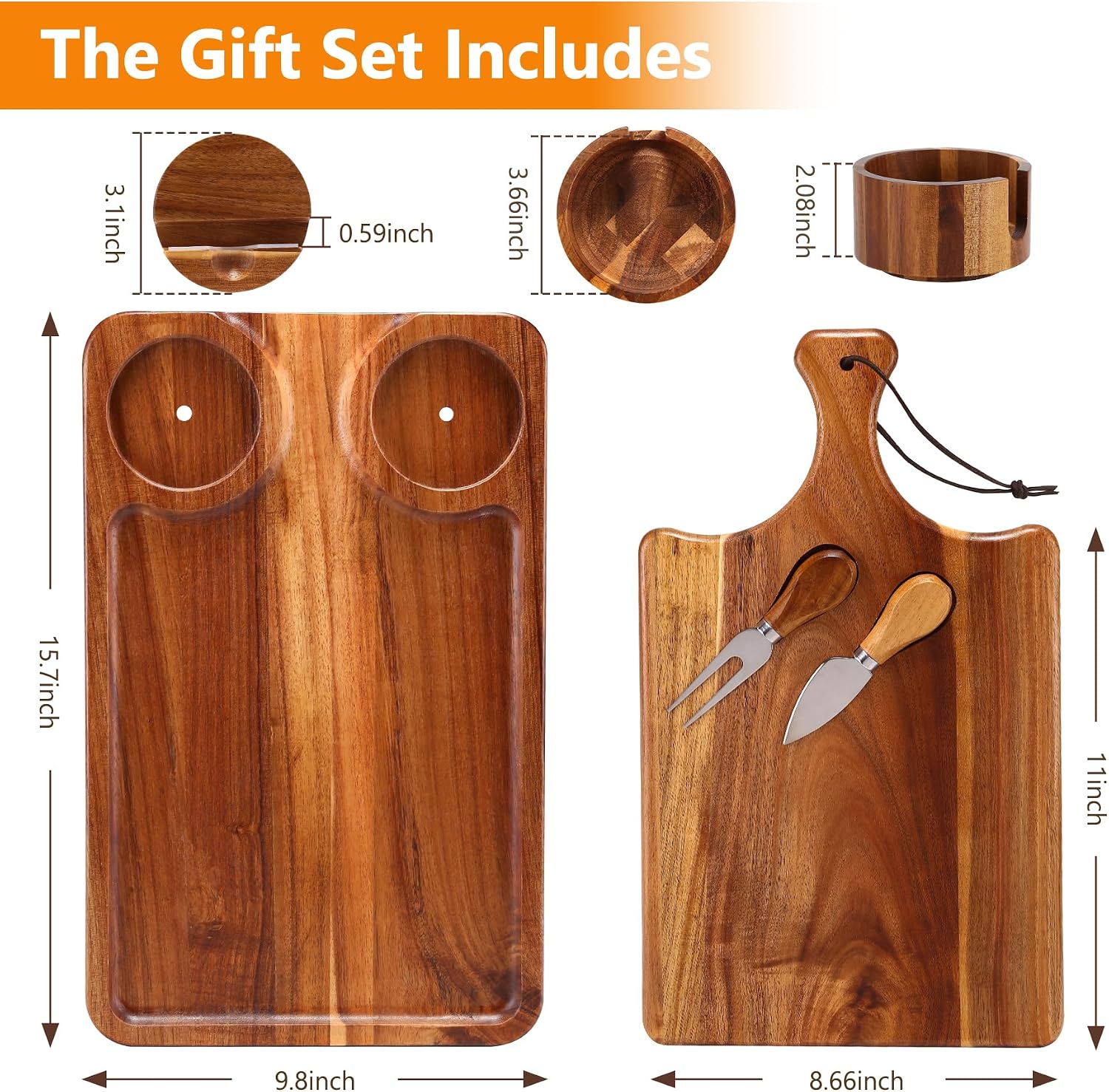 Acacia Wood Sofa Armrest Storage Platform, Doubles As A Serving Tray - Image 2
